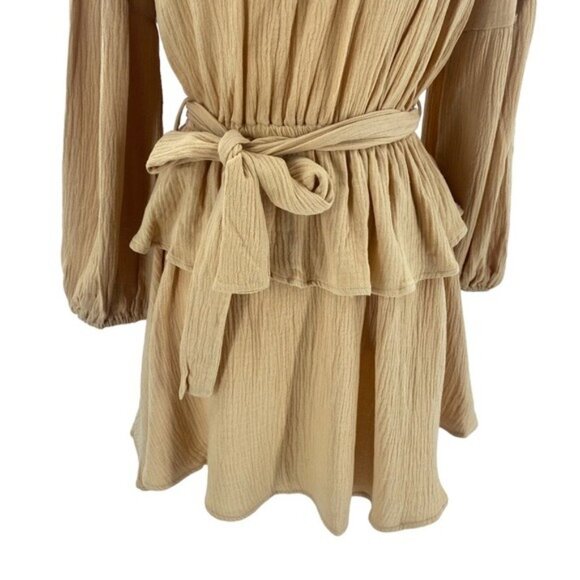Petal & Pup NEW Callie Off the Shoulder Gauzy Ruffle Mini Dress Yellow Size L - Picture 5 of 11